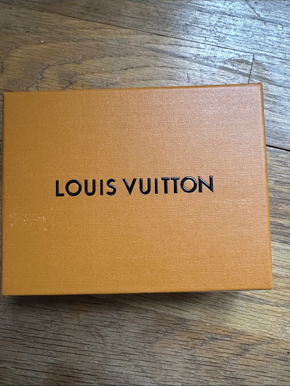 Louis Vuitton Orange Box with Black Logo and wallet dust bag